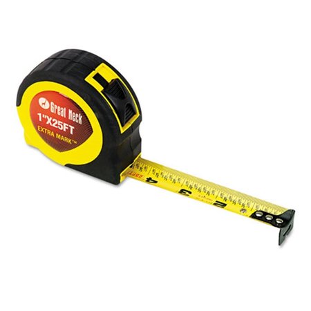 GREAT NECK Great Neck Saw Mfg. 95005 ExtraMark Power Tape; 1" x 25ft; Steel; Yellow/Black 95005